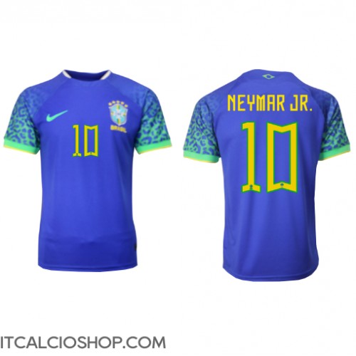 Brasile Neymar Jr #10 Seconda Maglia Mondiali 2022 Manica Corta
